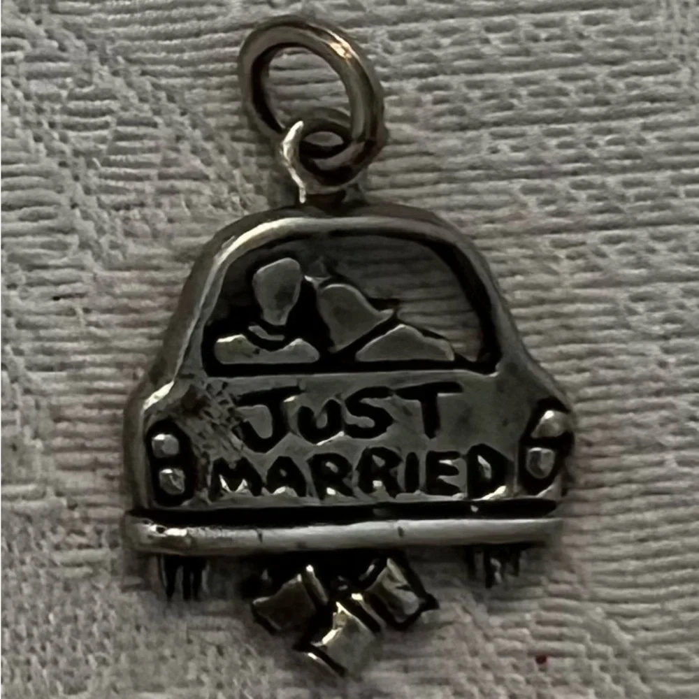 ‘Just Married' Wedding Charm Sterling Silver